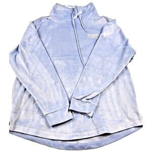 Victoria Secret PINK Pullover Women's Medium Blue Quarter Zip Sweatshirt Logo